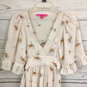Betsey Johnson Babydoll Dress Floral Sheer
